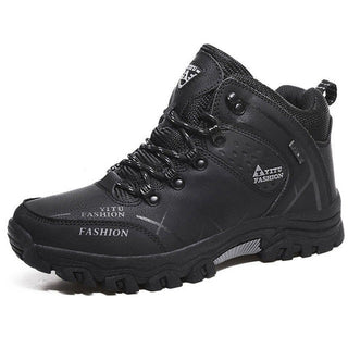 Buy 01-plush-black Men's Winter Snow Boots Waterproof.