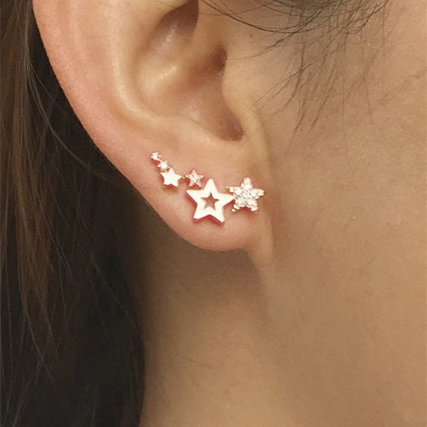 Simple Stylish Star Women Drop Earrings Shiny White Zircon Exquisite Versatile Fashion Jewelry. - Fashionontheboardwalk