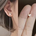 Long Tassel Butterfly Drop Earrings Silver Color 2023 for Women
