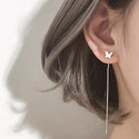 Long Tassel Butterfly Drop Earrings Silver Color 2023 for Women