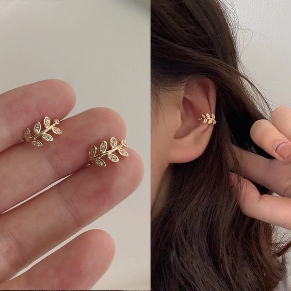 Ear Cuff Gold Leaves Earring Jewelry For Men Women.