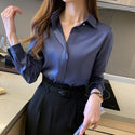 Silk Shirts Women Long Sleeve Plus Size Basic Shirt Tops. - Fashionontheboardwalk