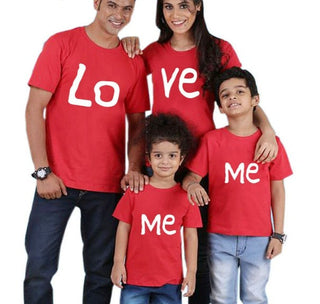 Buy loveme-red-white family matching clothes mother father daughter son kids baby T-shirt