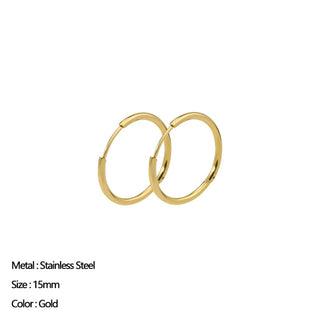 Buy 208891 Classic Stainless Steel Ear Buckle Earrings for Women Trendy Gold Color.