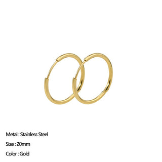 Buy 208892 Classic Stainless Steel Ear Buckle Earrings for Women Trendy Gold Color.