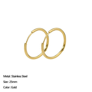 Buy 208893 Classic Stainless Steel Ear Buckle Earrings for Women Trendy Gold Color.
