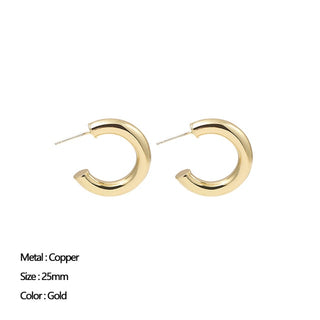 Buy 212331 Classic Stainless Steel Ear Buckle Earrings for Women Trendy Gold Color.