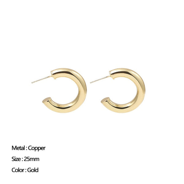 Classic Stainless Steel Ear Buckle Earrings for Women Trendy Gold Color.