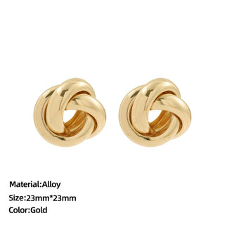 Buy 214864 Classic Stainless Steel Ear Buckle Earrings for Women Trendy Gold Color.