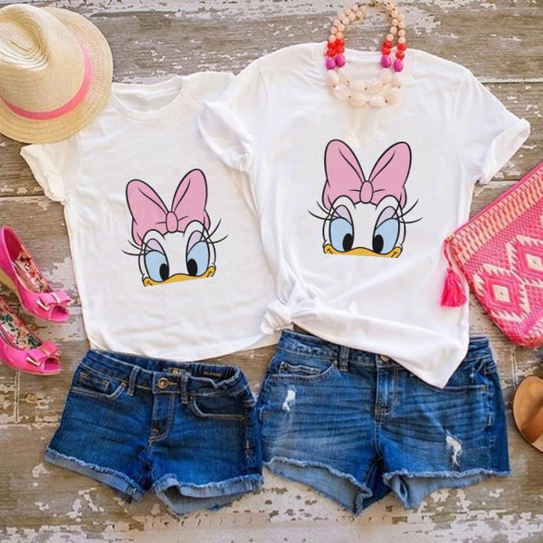 Daisy Duck Pattern T-Shirts Mom and Daughter.