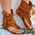 Women Retro Clip Toe Sandals Gladiator Sexy Vintage Boots Casual Tassel Rome Summer Beach. - Fashionontheboardwalk