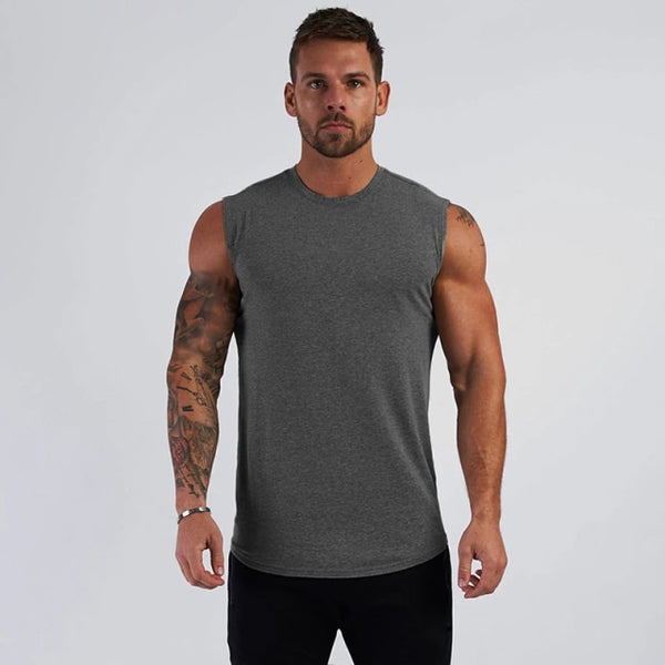Men's Workout Sleeveless Shirt Bodybuilding Tank Top Fitness Sportswear..