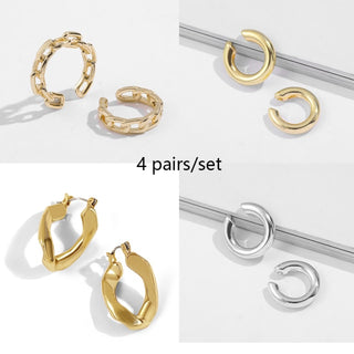 Buy 4-pairs Gold Color Clip Earrings.