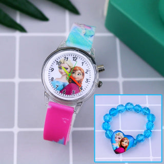 Buy rose-with-bracelet Fashion Cartoon Flash Light Girls Watches.