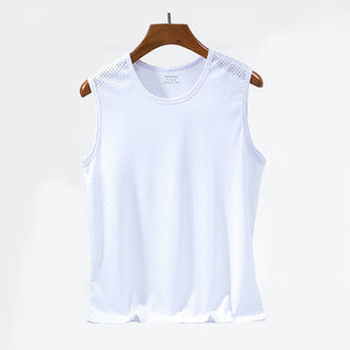 Buy white Men Tops Ice Silk Vest T-Shirts Outer Wear.